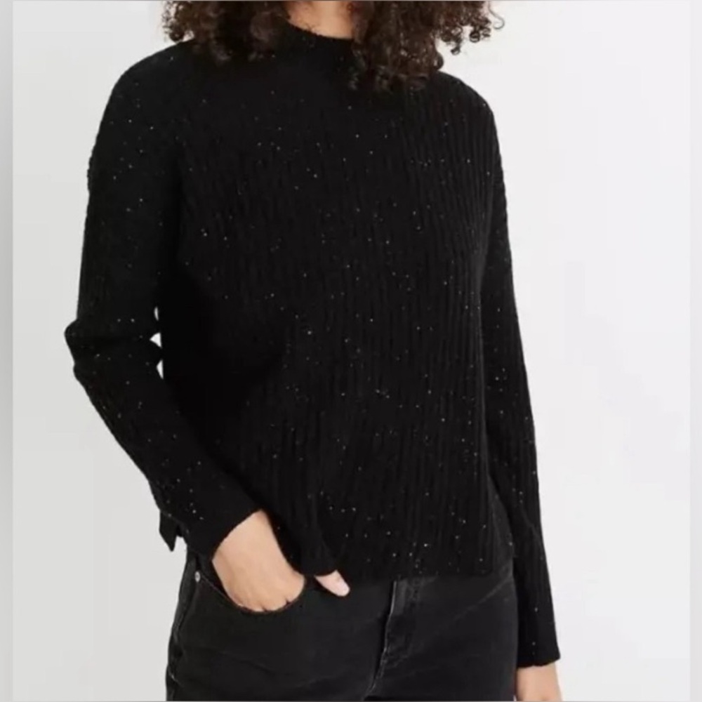 Madewell Donegal Resourced Cashmere Ribbed Mock Neck Pullover Sweater XS